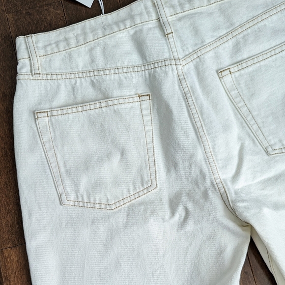 Frame Denim Shorts Le Slouch Bermuda Length Raw Cut Hem Loose Fit Ecru 29 NWT - Picture 9 of 14